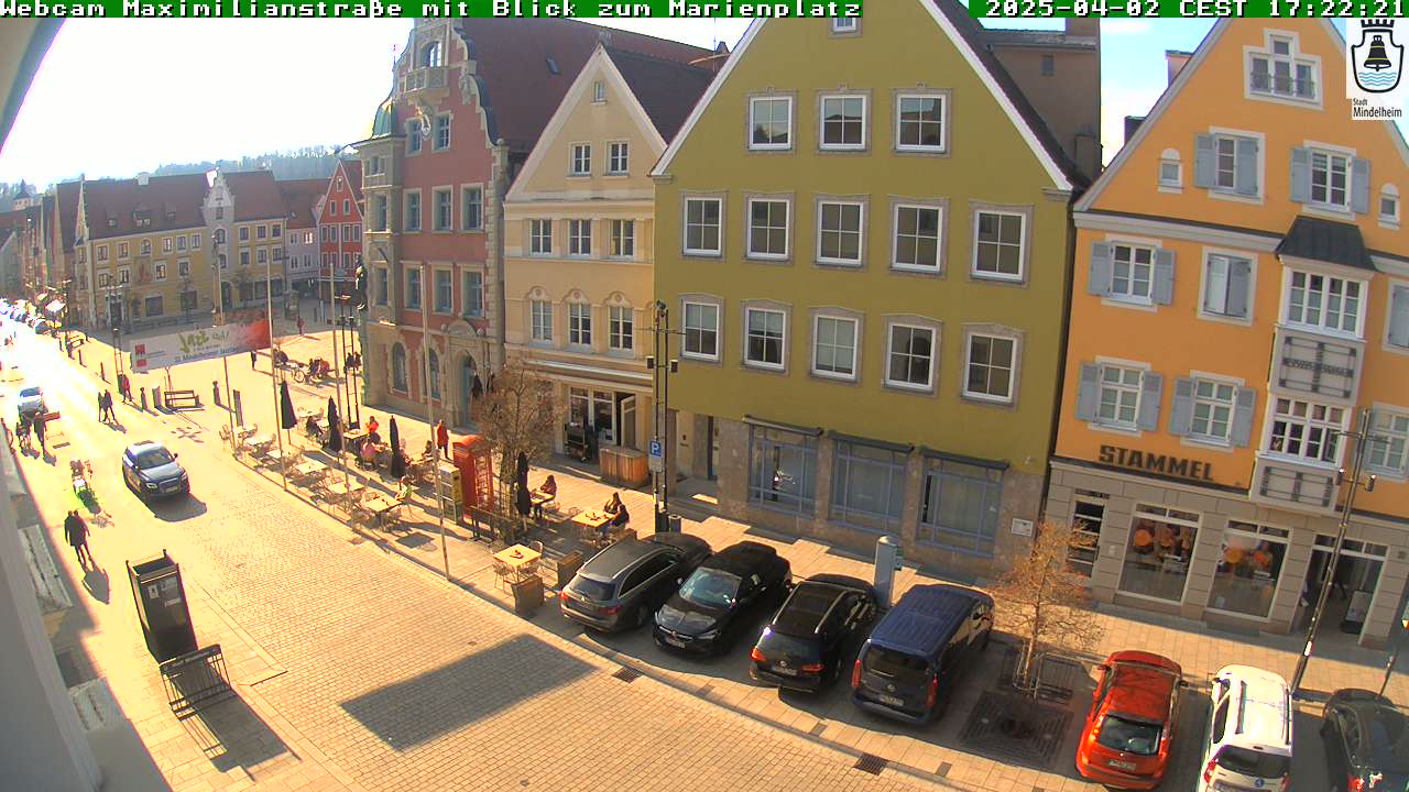 Webcam von der Maxilianstraße in Mindelheim mit Blick zum Marienplatz